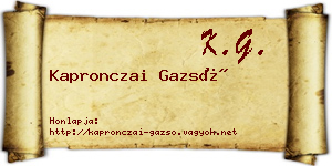 Kapronczai Gazsó névjegykártya