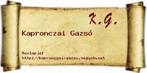 Kapronczai Gazsó névjegykártya